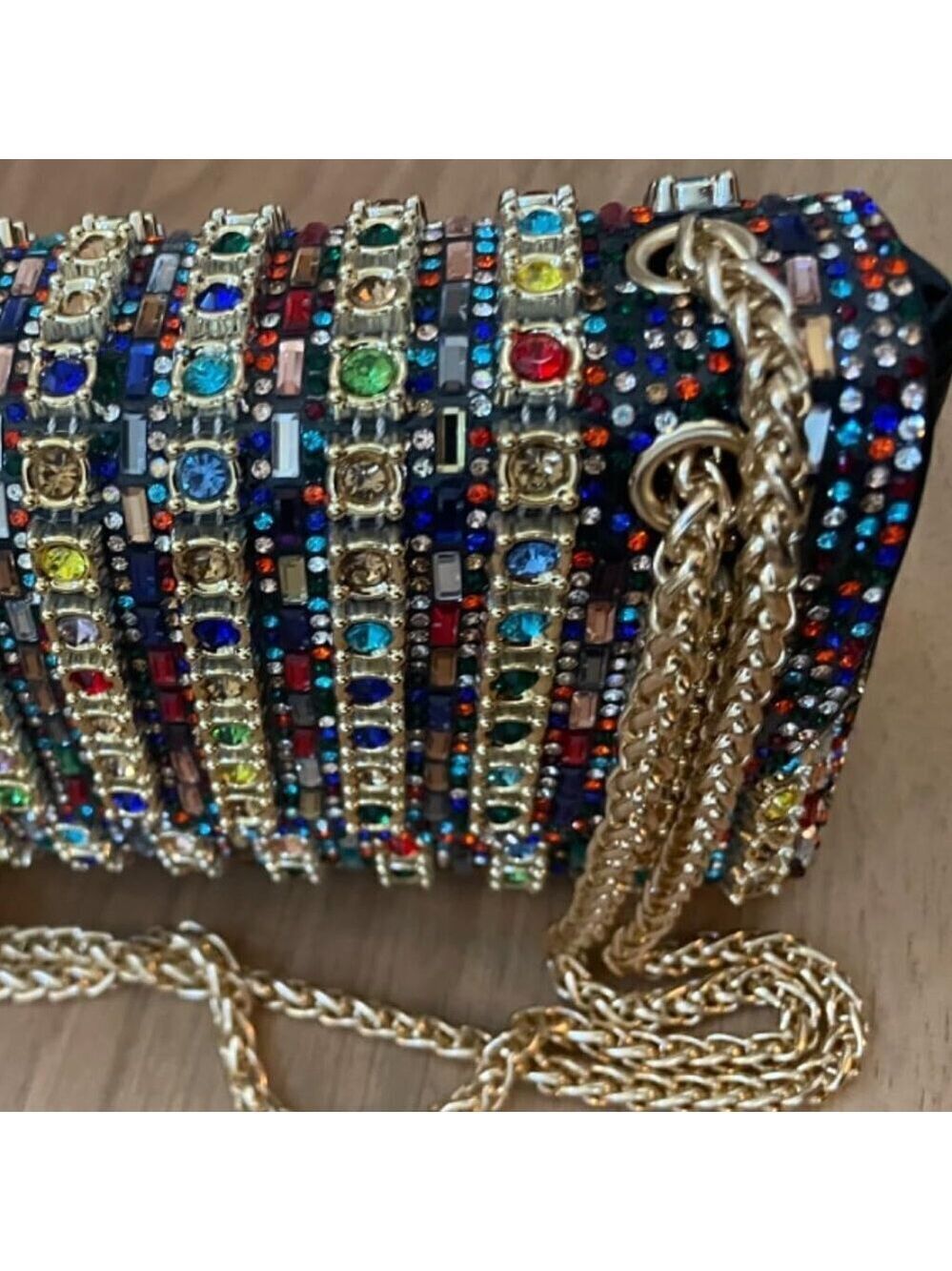 Sparkly Rhinestones Clutch Purses Crossbody Bag with Chain for Wedding Party - Picture 6 of 12